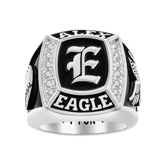 Order Now for 2025 Graduation, Freestyle Men's Initial CZ Square Birthstone Class Ring, Personalized, High School or College Graduation