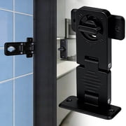 FXMLRLK 1 Pack Flip Latch Lock,90/180 Degree Aluminum Alloy Right Angle Lock Latch,Flip Gate Latches Hardware,Security Sliding Door Lock fo Cabinets,Barn Door,Bathroom(Black)
