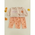 thumbnail image 3 of Lairauiy Baby Toddler Boy 2Pcs Fall Outfit Long Sleeve Sweatshirt + Pumpkin Embroidery Pants Set Warm Clothes, 3 of 9