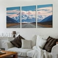 thumbnail image 2 of Nawypu Large Framed Wall Art Ready to Hang The road to Mount Cook Aoraki high peak mountain New Zealand Canvas Print Artwork Wall Art Painting Pictures Home Wall Modern Poster 12''x16''X3 Panels, 2 of 4