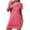 Hot Pink, variant on Inclusive Plus Size Pajama Set Short Sleeve Round Neck with Cute Pattern Stretchy Polyester Spandex S-2XL for Every Body Shape