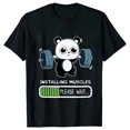 thumbnail image 4 of Camiseta divertida con estampado de Panda para mujer, camisetas de verano con cuello redondo, manga corta, levantamiento de pesas, instalación de músculos, 4 of 5