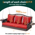 thumbnail image 3 of zzw Heavy Duty 900 lb Capacity Porch Swing, 3-Seat Outdoor Hanging Chair Bench with Cushions, Cup Holder and 8.9 ft Chains, 3 of 7