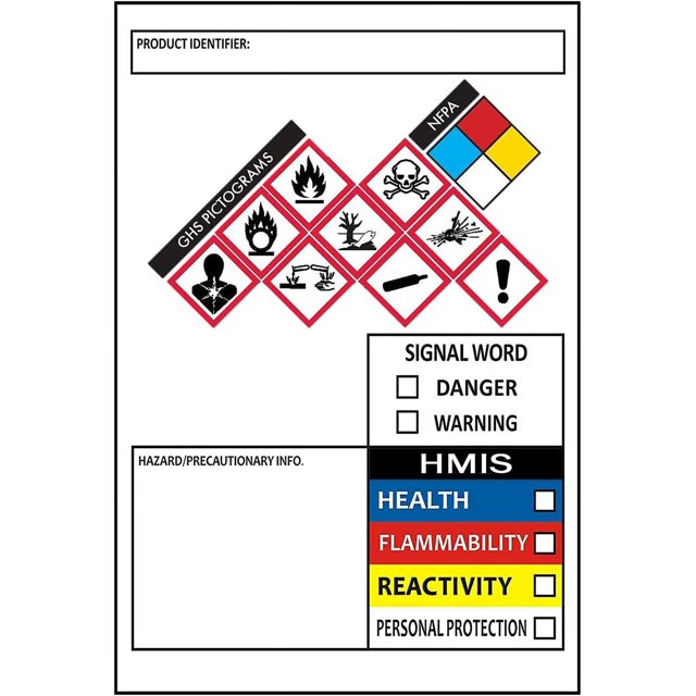 GHS Labels, SDS OSHA Labels for Chemical Safety Data, 3 x 4 Inch MSDS Stickers with GHS Pictograms | HMIS & Hazard Compliant (250 Labels Per Roll)