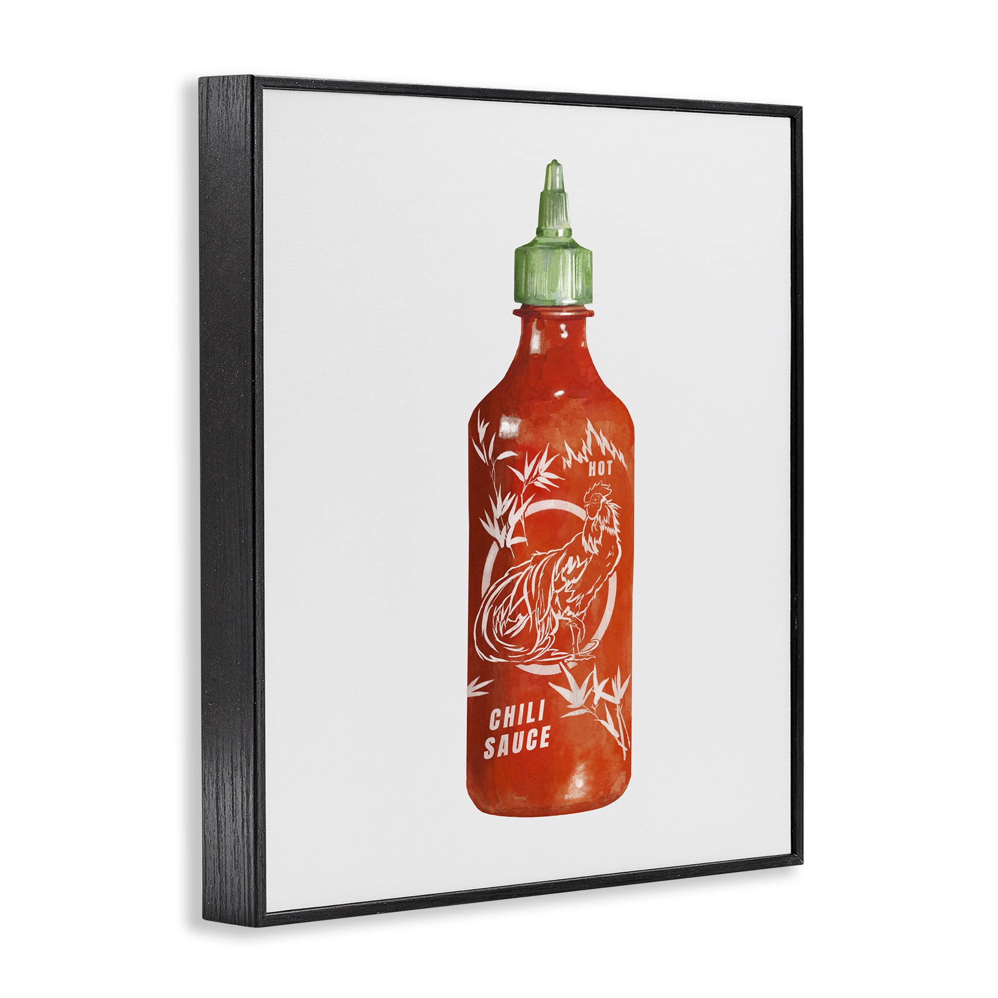 Stupell Industries Iconic Hot Sauce Bottle Black Framed Giclee Art, design by Rylen McNett