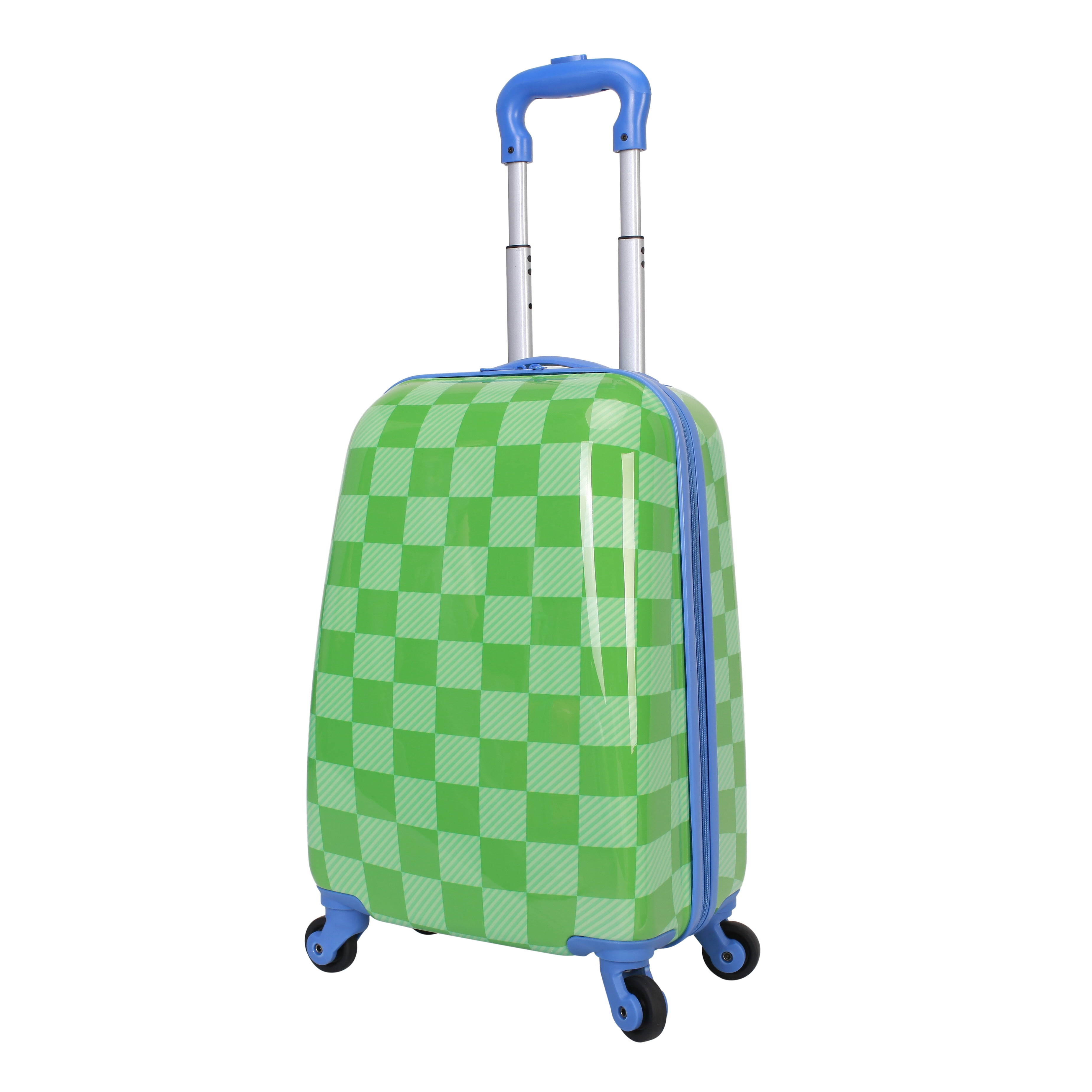 CRCKT Kids Boy 21" Checker Hardside Carry-on Luggage With 360 Spinner Wheels, Poison Green - Green and Blue