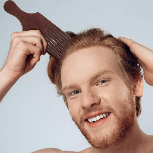 2 Pieces Wooden Beard Comb Wood Hair Pick Comb Beard Pick Comb