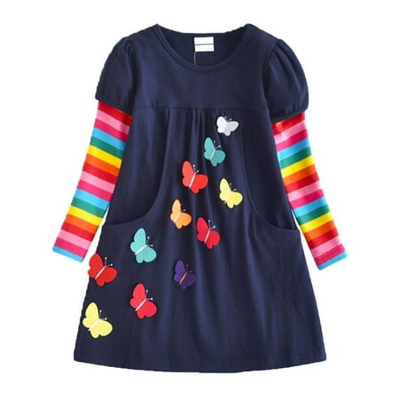 

Actoyo Kids Toddler Girl 3D Pattern Cotton Long Sleeve Dresses 3-8 Years