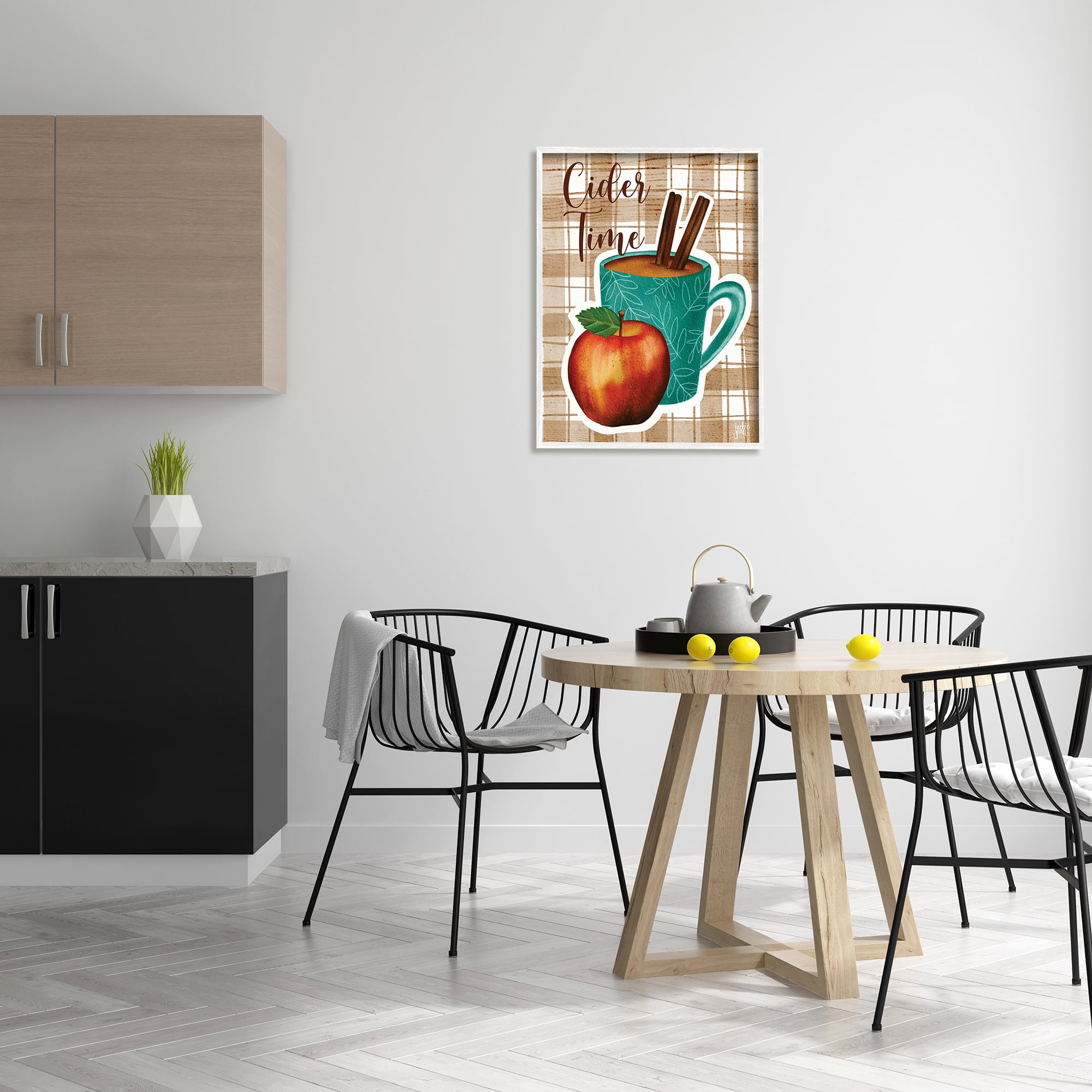 Stupell Industries Warm Apple Cider Time Beverage Brown Farm Plaid , 24 x 30, Designed by Jackie Quigley