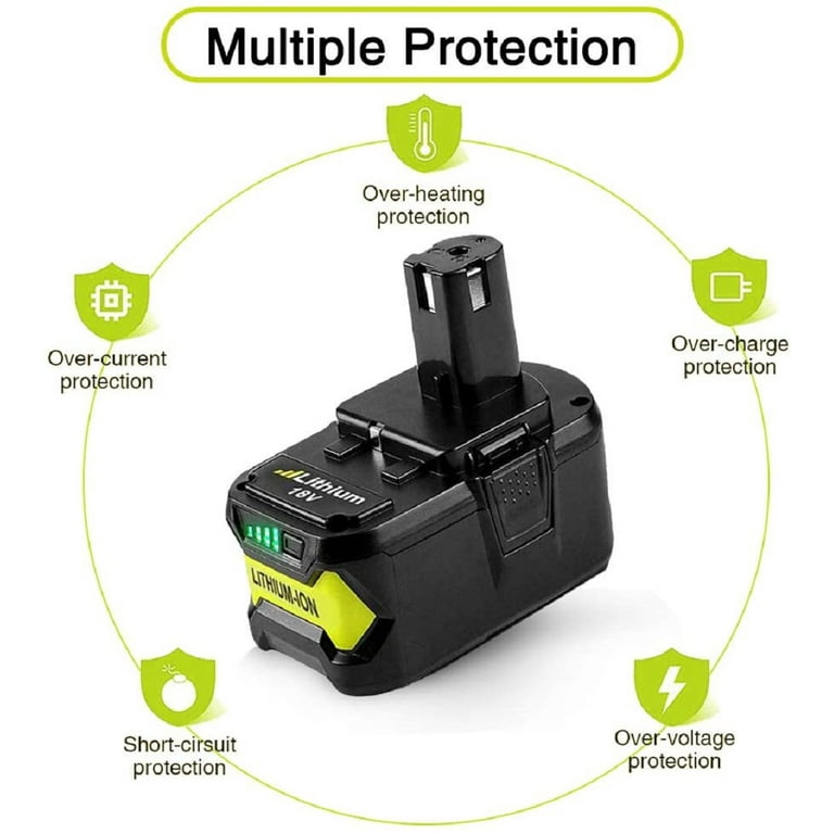 1Pack 9.0Ah 18V Batteries & Charger Combo for Ryobi 18V Battery and P117  Charger, Compatible with Ryobi 18V ONE + P109 P108 P107 P104 Tools Charger  with P117 P118 