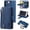 Blue, variant on Wallet Case for iPhone SE(5G) 2022 iPhone 7 iPhone 8 iPhone SE 2020, Retro Matte 9 Card Holder Slots Zipper Pocket PU Leather Closure Kickstand with Wrist Strap Flip Case-Wine Red