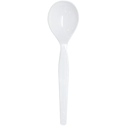 Karat PS Plastic Medium-Heavy Weight Soup Spoons Bulk Box - White - 1,000 ct