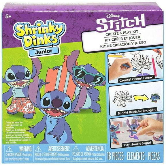 Disney Stitch Shrinky Dinks Create & Play Kit, Grils, Game