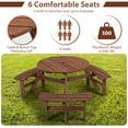 thumbnail image 3 of 6-Person Outdoor Circular Wooden Picnic Table with 3 Built-in Benches Camping Dining Table for Garden Patio Backyard,Brown, 3 of 6
