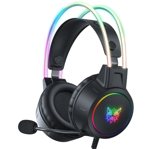 Cat Ear Gaming Headphone for Girls, Wired Over-Ear Headphones with RGB Lights & Microphone, PC PS5 PS4 Xbox Switch