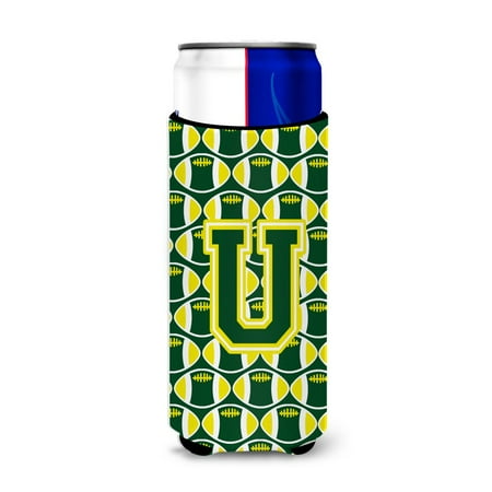 

Carolines Treasures CJ1075-UMUK Letter U Football Green and Yellow Ultra Beverage Insulators for slim cans Slim Can