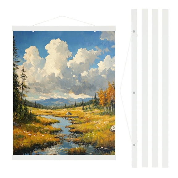 Uxcell Magnetic Poster Hanger Frame, 24 Inch Wide Hanging Kit, White