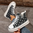 thumbnail image 4 of Womens Sparkly Rhinestones Denim Platform High Top Fashion Sneakers Casual Ripped Canvas Chunky Glitter Walking Shoes, 4 of 8