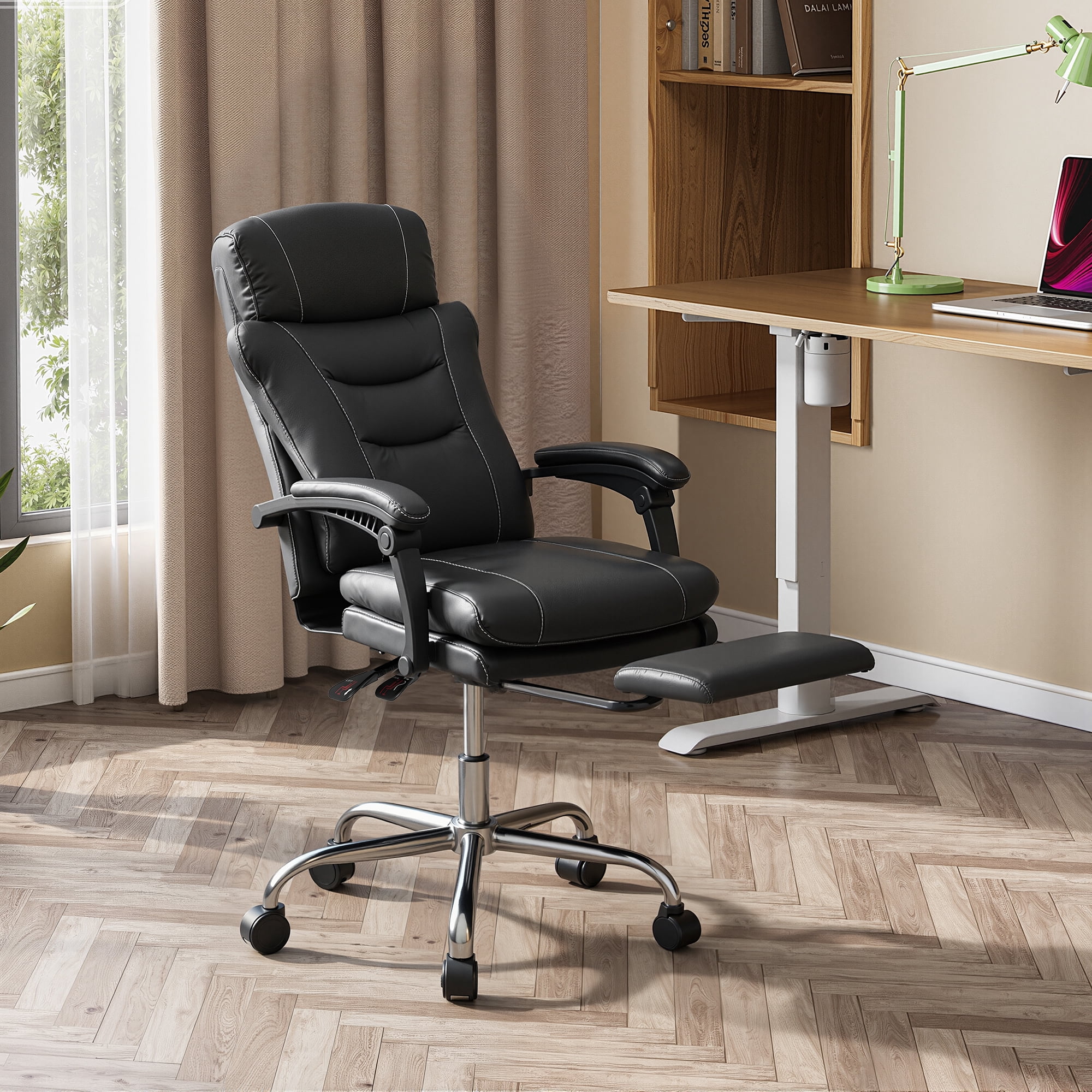 GALAXHERO Executive Chair Computer Office Chair, High Back Ergonomic Desk Chair with Adjustable Flip-up Armrests, Lumbar Support and Thick Headrest, Brown