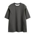 thumbnail image 5 of Men's Drop Shoulder Round Neck Half Sleeve T Shirt Basic Solid Loose Tee Tops, 5 of 5