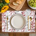thumbnail image 4 of Red Grey Botanical Placemats Set of 8, Spring Floral Summer Farmhouse Placemats for Dining Table, Place Mats for Kitchen Tabletop, Waterproof Wipeable Dining Table Mats Set, 4 of 9