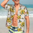 thumbnail image 4 of Uemuo Bird Sunflowers Printed Regular Fit Short Sleeve Casual Hawaiian Shirt for Men,Aloha shirt,Tropical shirt,Floral print shirt,Vacation Beach shirt-XX-Large, 4 of 9
