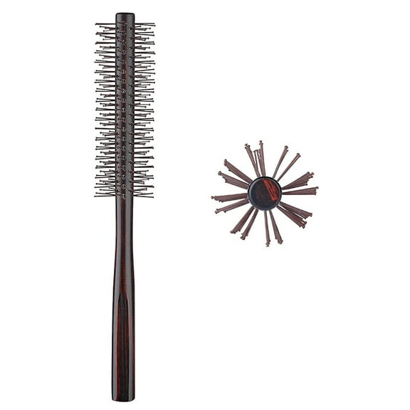 Perfehair Small Round Hair Brush for Short Hair, Soft Nylon Bristle -1.3 inch, Brown