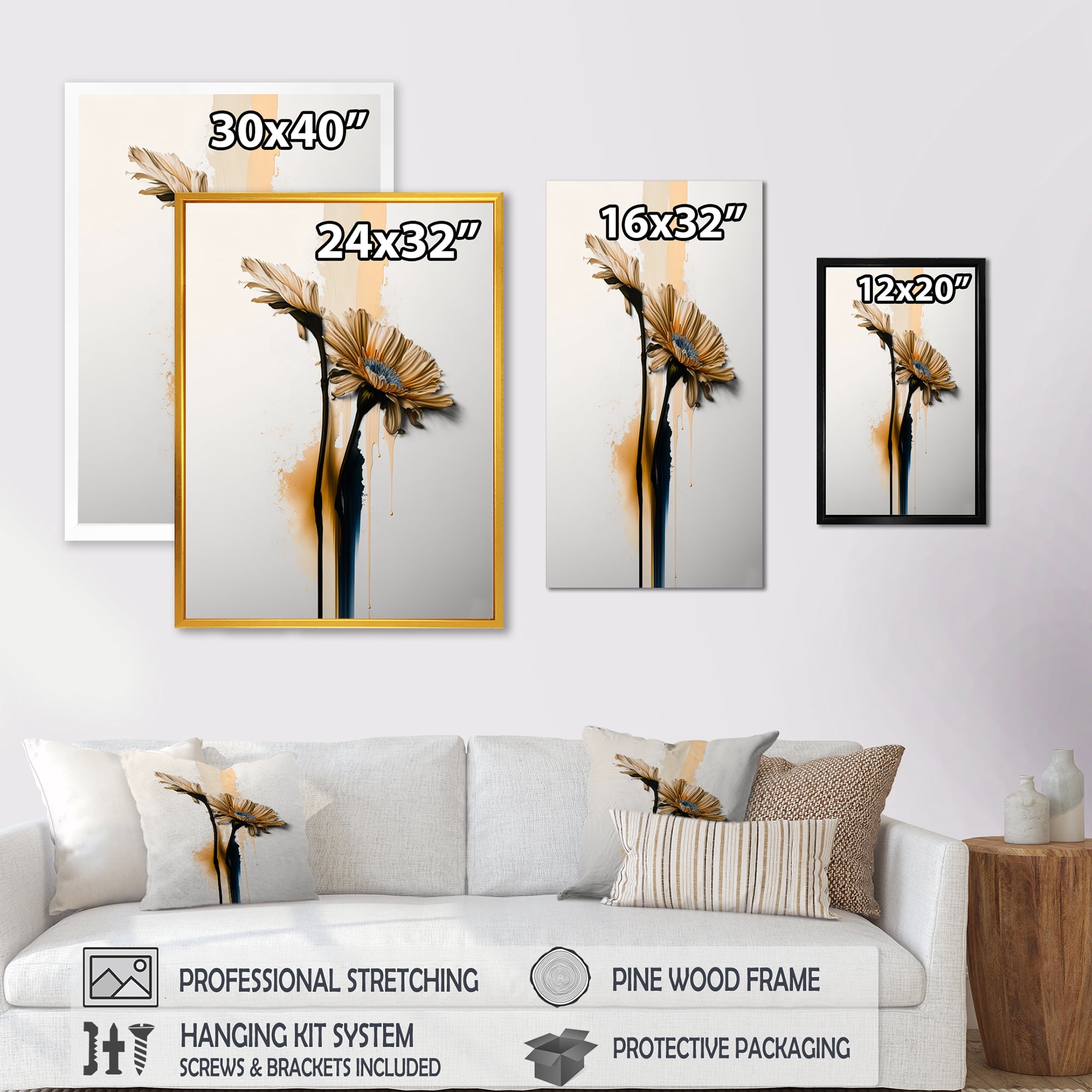 Designart Hyperrealistic Gerbera Flowers II Canvas Wall Art