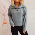 thumbnail image 2 of Sudadera con estampado de Navidad Gibobby Suéter de punto superior color Sólido con solapa simple Gris L, 2 of 5