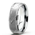 thumbnail image 1 of Tungsten Wedding Band Ring 8mm Men's Engagement Silver with Textured Brushed Center, 1 of 4