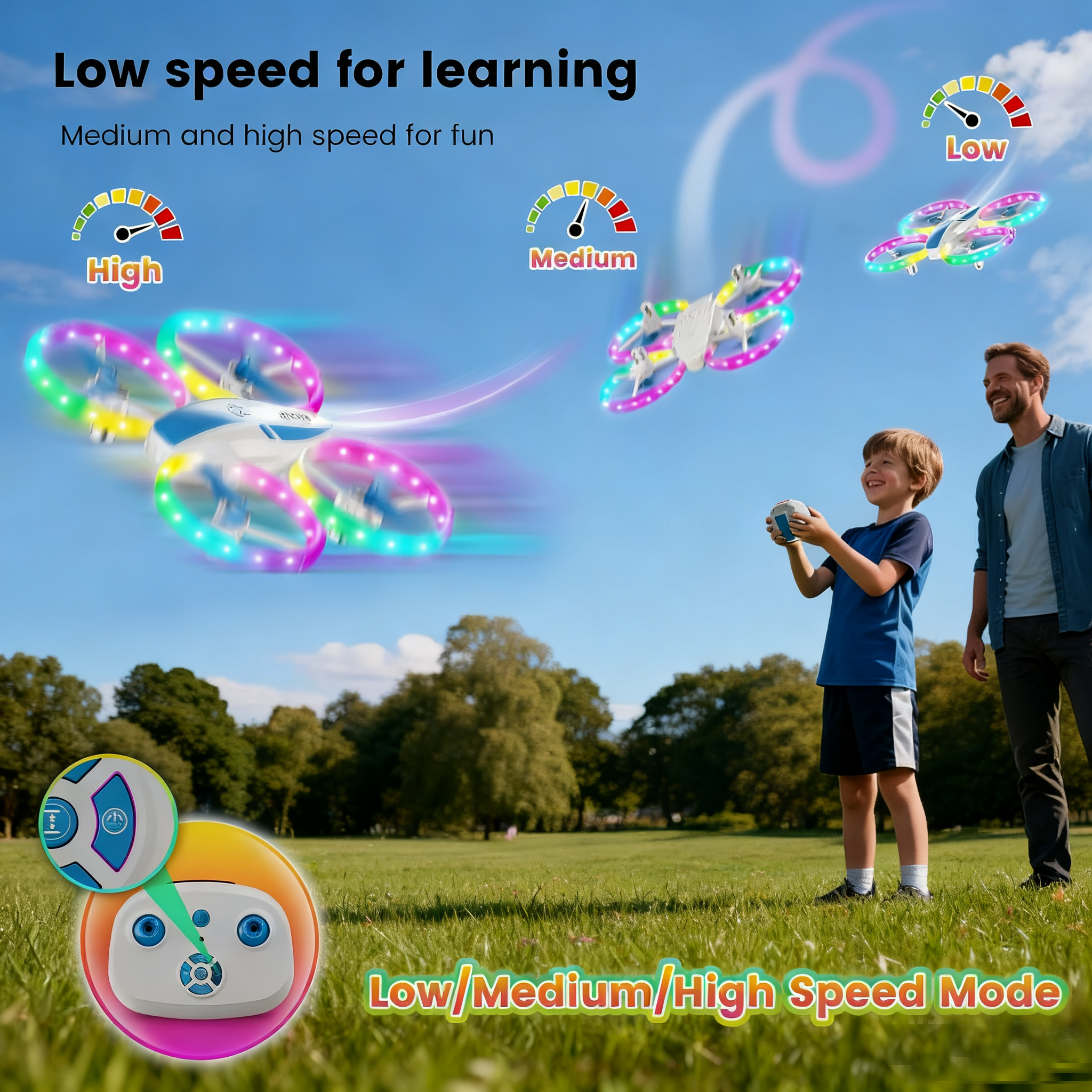 EACOPOL Kids Drone, Mini Drone, Beginner Drones with LED Lights for Kids, LED Remote Control Drone, Indoor Outdoor Mini Quadcopter Toy, Christmas Birthday Gift for Boys Girls (Blue)