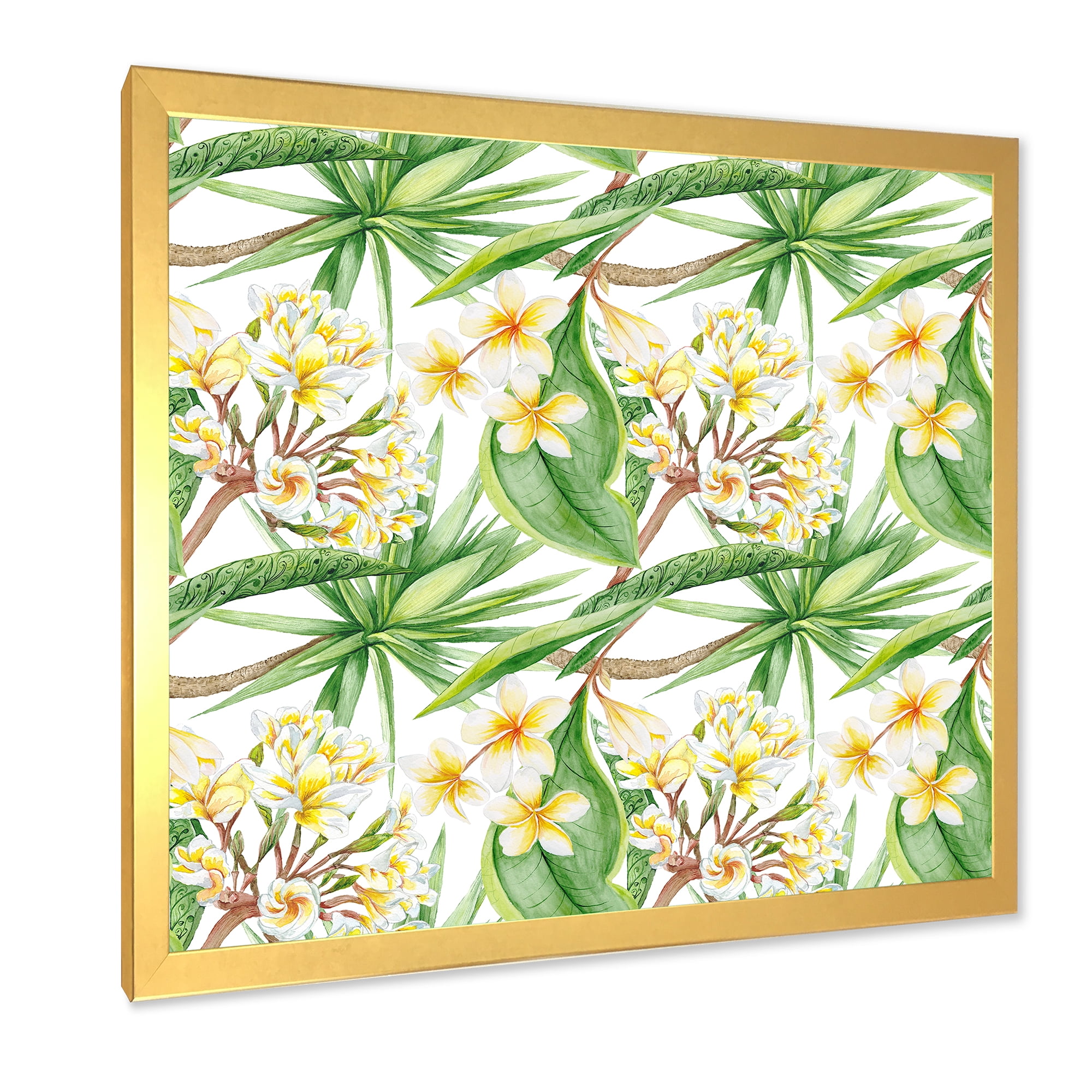 Designart 'Yellow Flowers and Tropical Foliage VI' Modern Framed Art Print