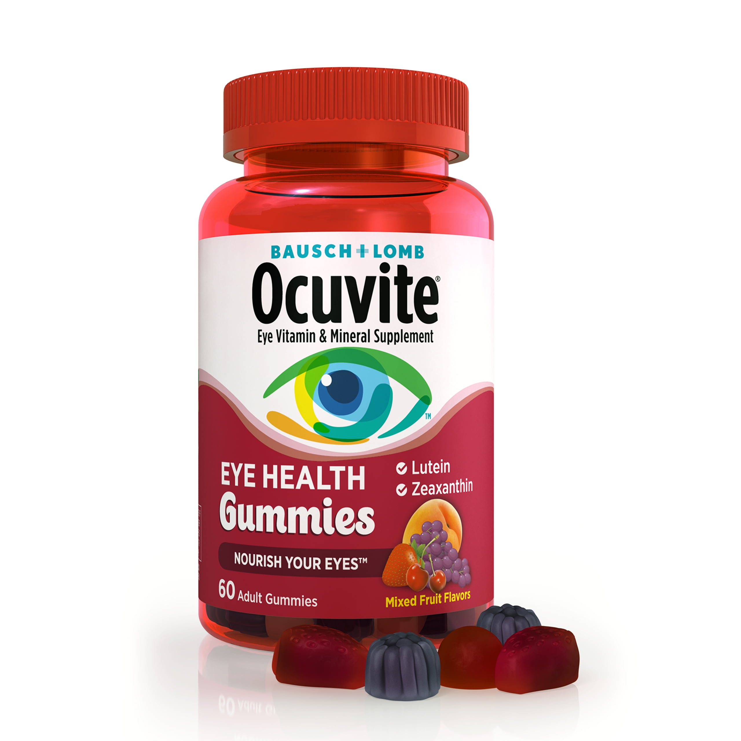 Ocuvite Eye Vitamin & Mineral Supplement, Eye Health Adult Gummies, Contains Lutein & Zeaxanthin, 60 Gummies