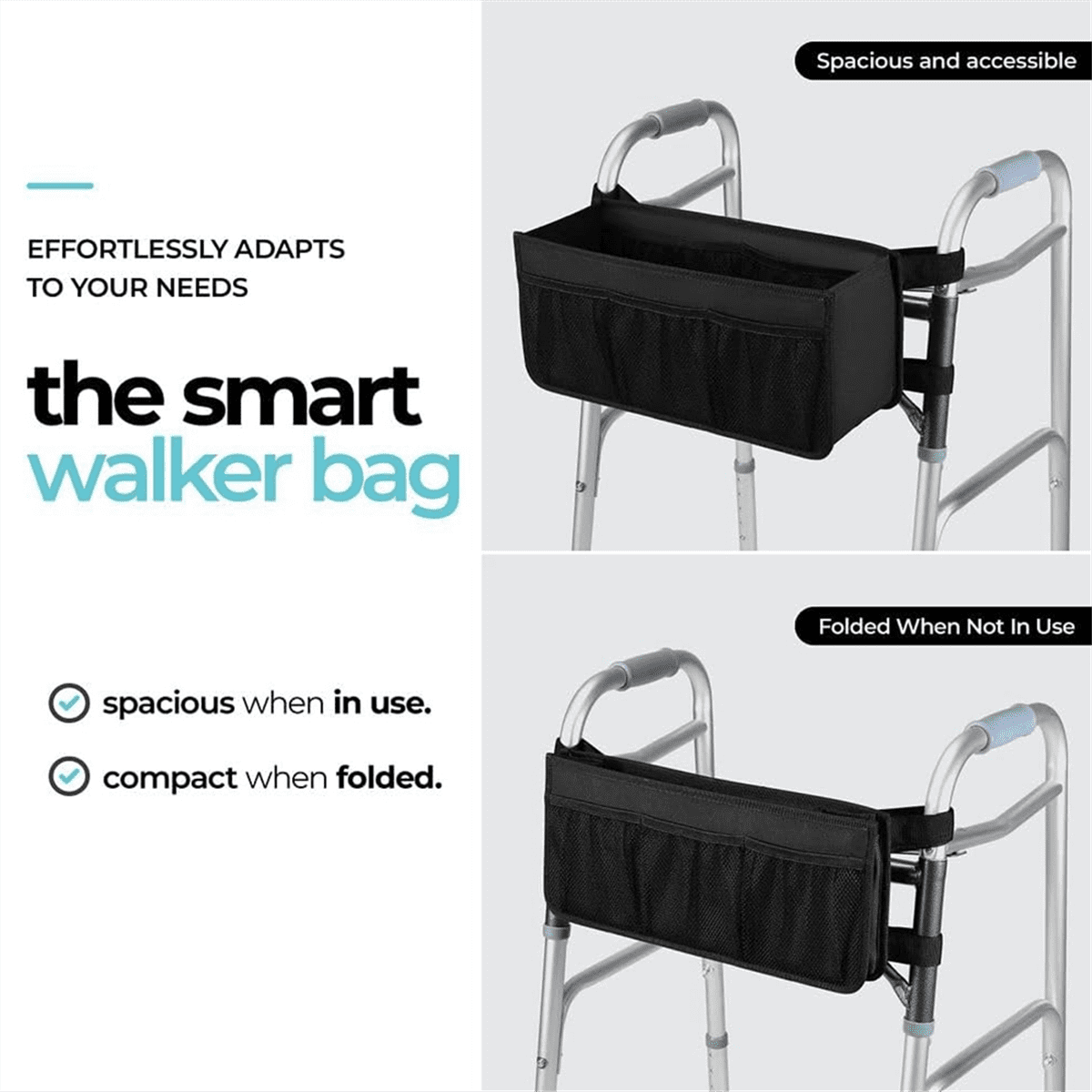 Walker Basket Walker Bag Water Walker Cup Holder Walker Basket for Folding Walker Foldable Walker Storage Bag