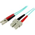 thumbnail image 1 of 2m Fiber Optic Cable, 10 Gb Aqua, Multimode Duplex 50/125, LSZH, LC/SC, OM3, LC to SC Fiber Patch Cable, 1 of 3
