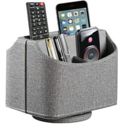 Leather Remote Control Holder 360 Degree Spinning , Desk Organizer for TV Remote Controllers, Caddy