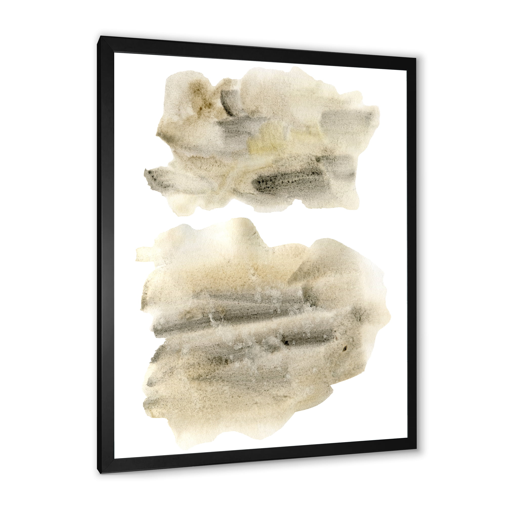 Designart 'Beige and Black Clouds' Modern Framed Art Print