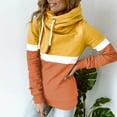 thumbnail image 4 of IROINNID Women's Long Sleeve Sweatshirt Turtleneck Mid-Length Color Block Stylish Patchwork Drawstring Tops Sweatshirt, Orange, 4 of 6