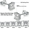 thumbnail image 5 of Diamond Earrings Men Women Stud Earrings Cubic Zirconia Stud Earrings Square Earrings Men Square Stud Earrings Fake Diamond Stud Earrings CZ Earrings Square Stud Mens Earrings 4mm, 5 of 7