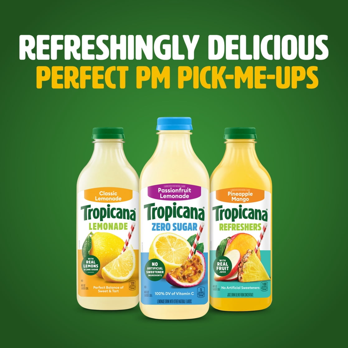 Tropicana Zero Sugar Passionfruit Lemonade, 46 fl oz Bottle