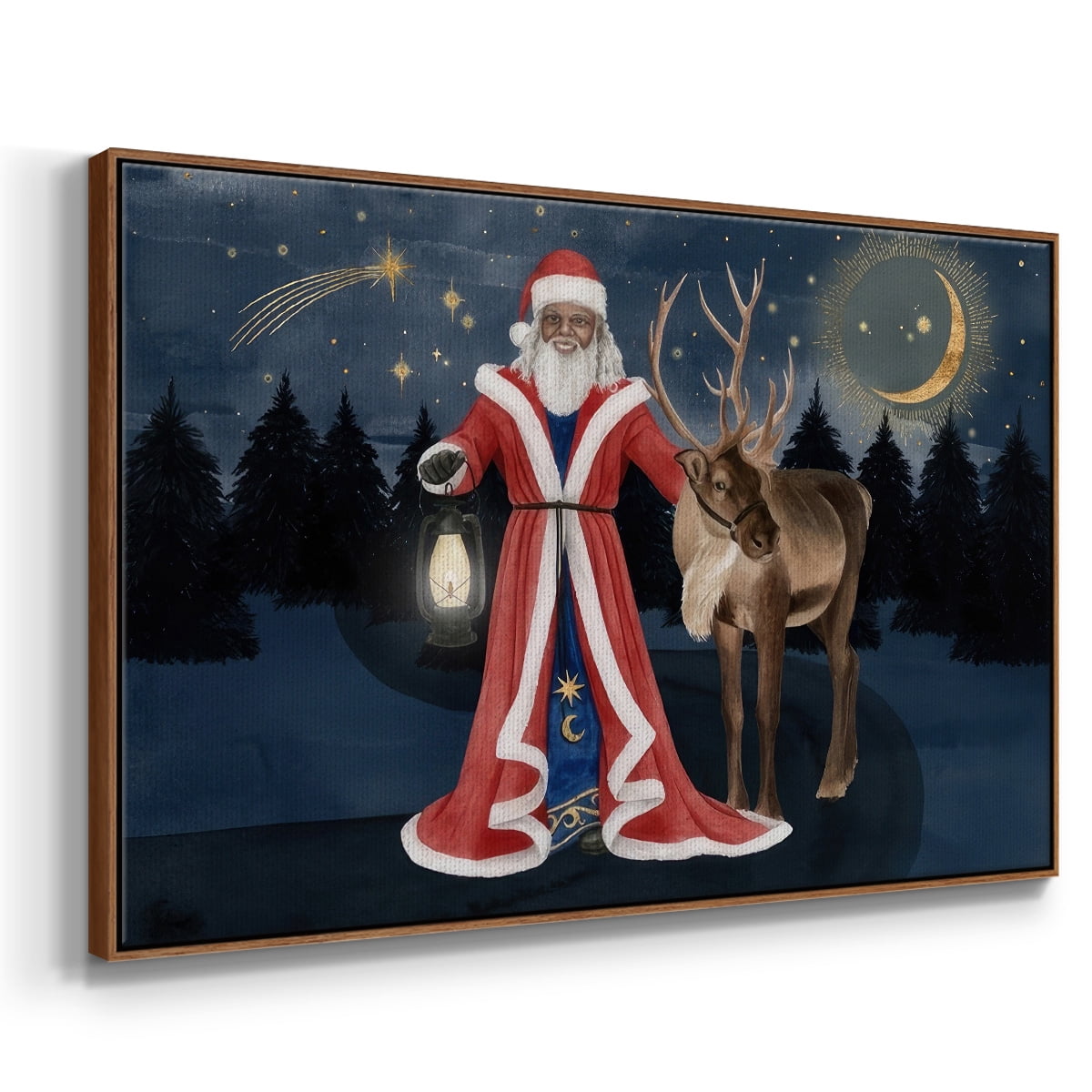 Celestial Christmas Collection A - Framed Gallery Wrapped Holiday Canvas - 27 x 41 - Rosewood Frame