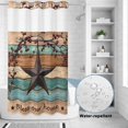 thumbnail image 2 of No Hook Shower Curtain, Texas Star Vintage Shower Curtains for Bathroom with See Through Top Window, Berry Turquoise Green Brown Wooden Waterproof & Washable Bath Curtain Small Stall 36"x78", 2 of 9