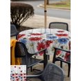 thumbnail image 5 of Outdoor Tablecloth with Umbrella Hole for Patio/Picnic/Party/Camping, Red Blue Floral Waterproof Table Cloth Square Cover Washable, Independence Day Flowers Grey Wooden (54"x 54"), 5 of 8