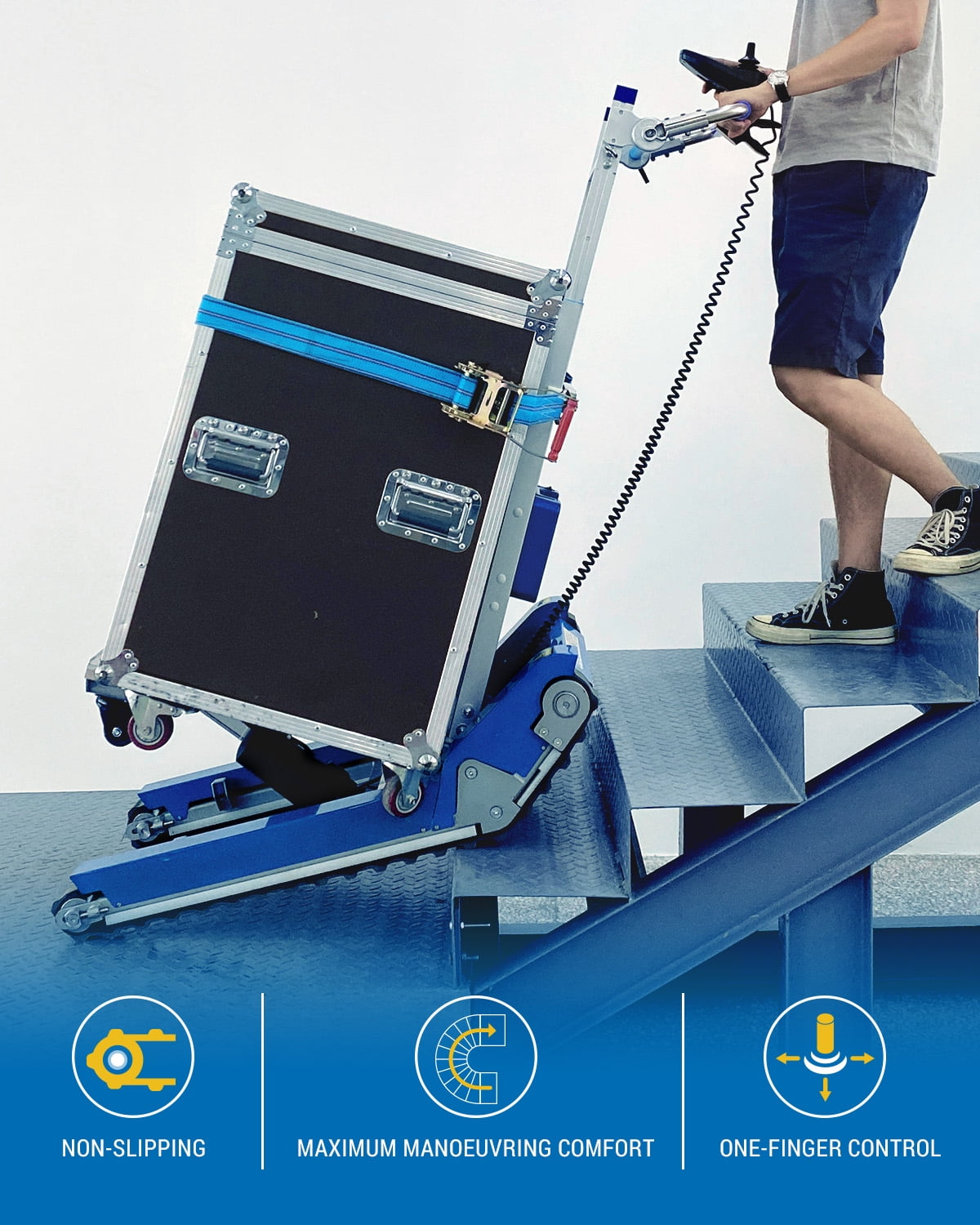 XSTO CT420SC Heavy Duty Stair Climbing Hand Truck Dolly, 925 lbs Capacity with Support Wheels and 2 Motors
