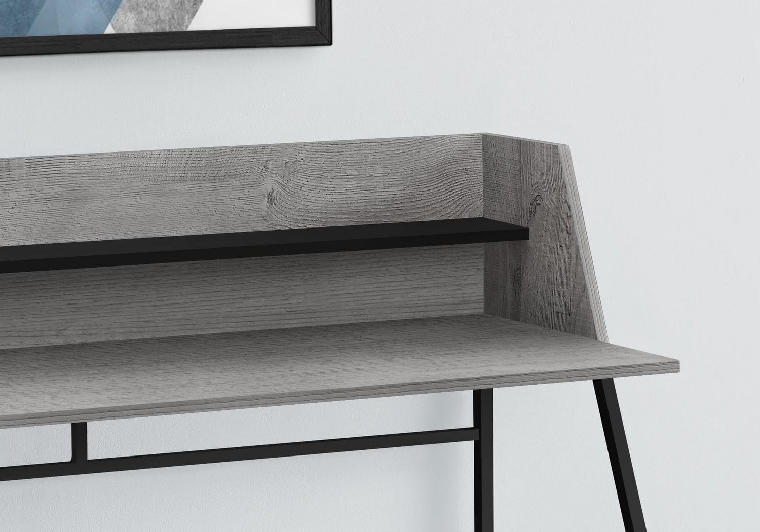 Monarch Specialties Computer Desk, Home Office, Laptop, Storage Shelves, 48"l, Work, Metal, Laminate, Grey, Black, Contemporary, Modern