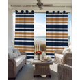 thumbnail image 4 of Orange Navy Blue Striped Blackout Curtains, Light Blocking Print Window Curtains, Gradient Horizontal Lines Thermal Insulated Window Drapes for Living Room Kitchen Cafe 2 Panels, 84"W x 84"L, 4 of 9
