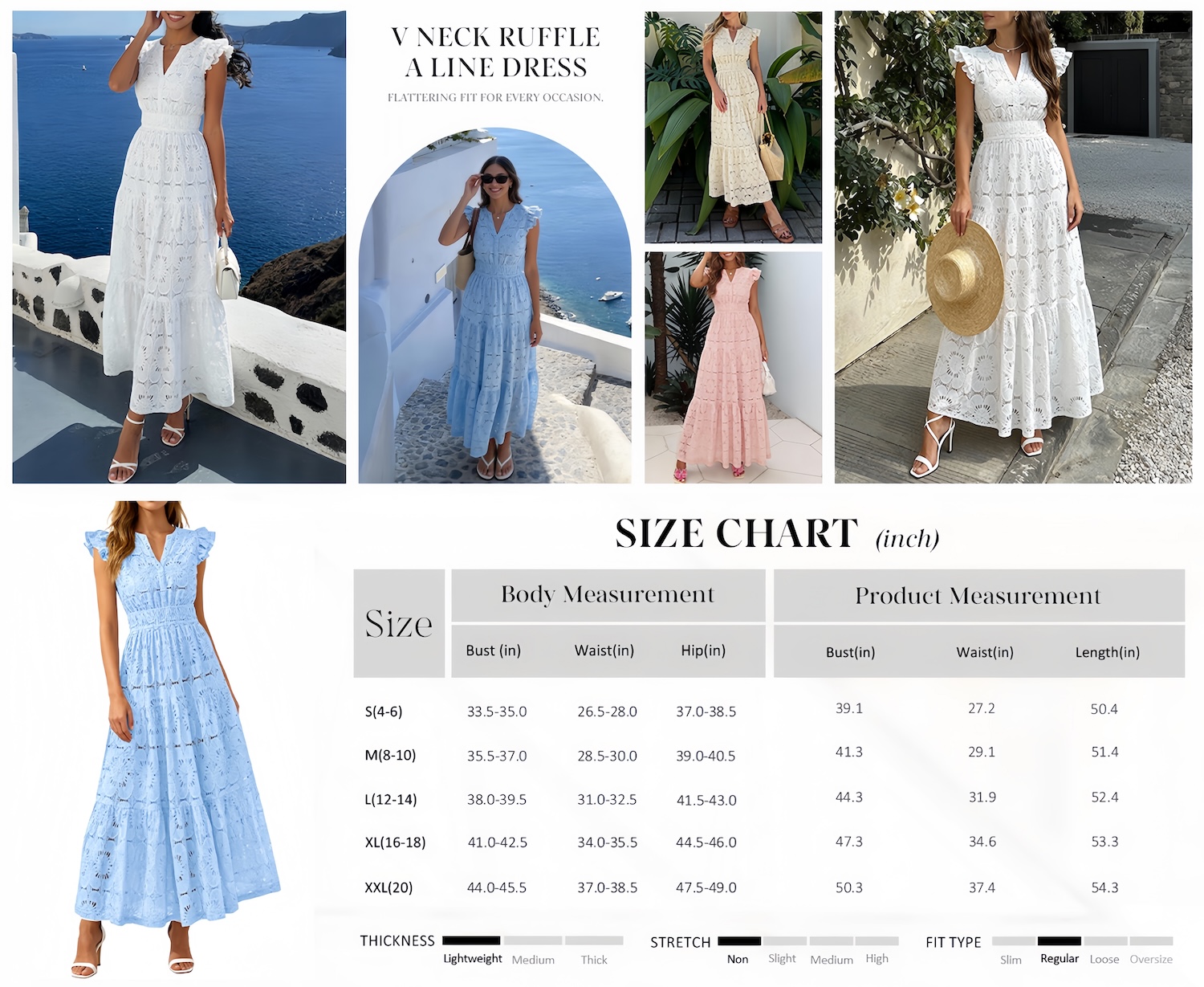Vestido maxi boho para mujer, verano, floral, encaje, escote en V, invitada de boda, playa y vacaciones 4
