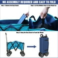 thumbnail image 4 of HAUSHOF Folding Utility Wagon, Heavy Duty Collapsible Outdoor Cart with Adjustable Handle, All-Terrain Wheels, 176 lbs Capacity, Blue, 4 of 9
