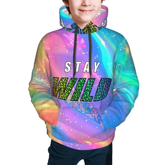 Ben Azelart Stay Wild Hoodies Pullover For Boys Girls 3d Printed Hooded Sweatshirt Long Sleeves Small