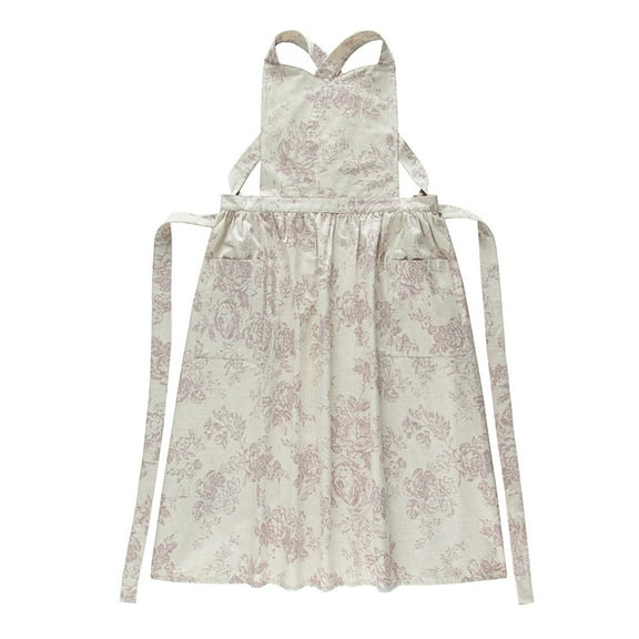 Vintage Floral Aprons for Women, Adjustable Kitchen Aprons with 2 Pockets for Cooking Baking GardeningD,One Size